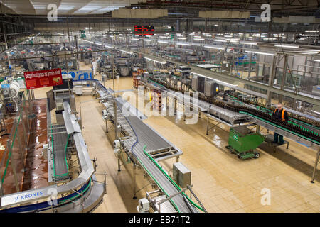 Repubblica ceca: impianto di imbottigliamento di Pilsner Urquell, la fabbrica di birra Pilsen. Foto da 8. Novembre 2014 Foto Stock