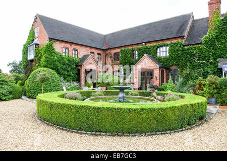 Siepi topiari e tasso a Wilkins Pleck giardino, Whitmore, Newcastle sotto Lyme, Stoke on Trent, Staffordshire, Inghilterra, Regno Unito Foto Stock