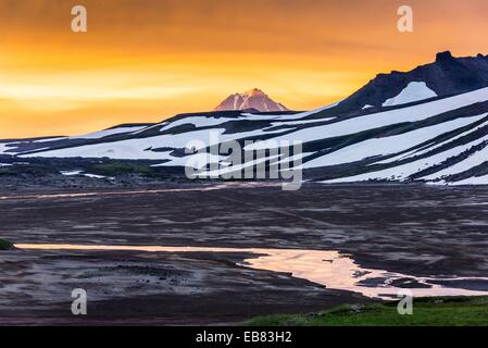 Penisola di Kamchatka - vulcano Mutnovsky - - base camp - Vulcano Wiljutschinski - Wiljutschinsk - Viljucinskij - Agosto 2014 Foto Stock