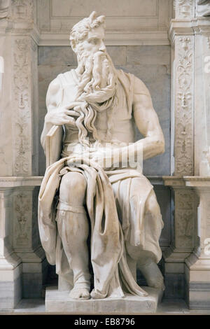 Mosè di Michelangelo Buonarroti, San Pietro in Vincoli Basilica, Roma Foto Stock