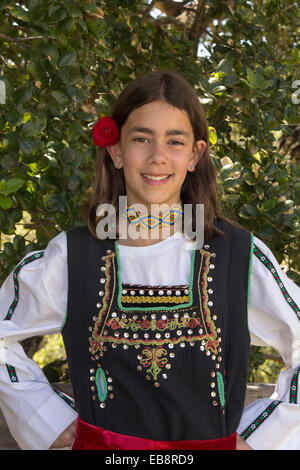 1, una ragazza Greek-American, Greek-American, ragazza, ballerino, folk ballerino, Marin Festival greca, Novato, Marin County, California Foto Stock