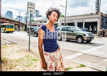 Corinne Bailey Rae fotografata al di fuori del Gypsy Tea Rooms luogo , Deep Ellum, Dallas, Texas, Stati Uniti d'America. Foto Stock