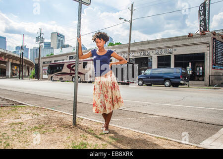 Corinne Bailey Rae fotografata al di fuori del Gypsy Tea Rooms luogo , Deep Ellum, Dallas, Texas, Stati Uniti d'America. Foto Stock