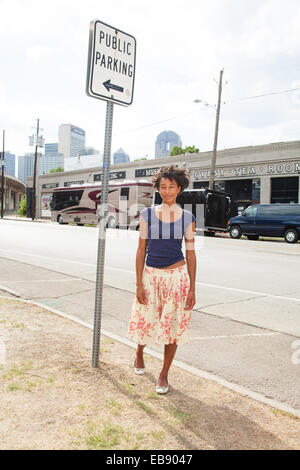 Corinne Bailey Rae fotografata al di fuori del Gypsy Tea Rooms luogo , Deep Ellum, Dallas, Texas, Stati Uniti d'America. Foto Stock