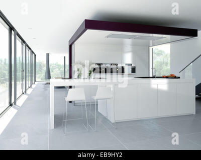 Cucina moderna con interni. design concept. Il rendering 3D Foto Stock