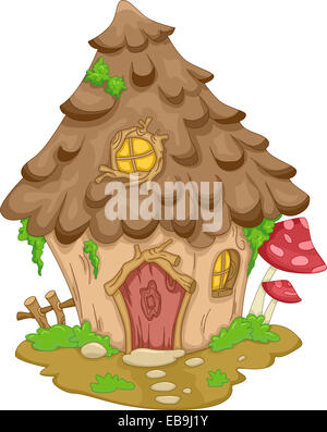 Illustrazione con un simpatico Gnome House Foto Stock