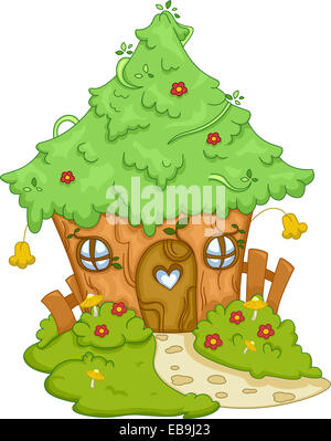 Illustrazione con un simpatico Tree House Foto Stock