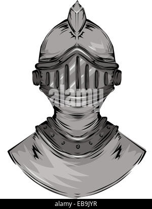 Illustrazione con il casco di un cavaliere Foto Stock