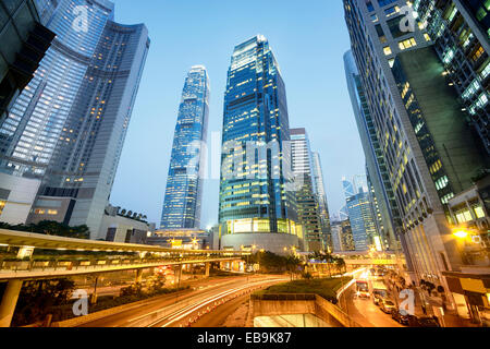 Centro internazionale delle finanze delle torri a Hong Kong Foto Stock