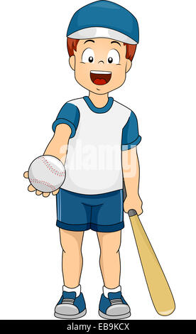 Illustrazione di un ragazzo vestito in marcia di baseball Foto Stock