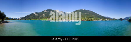 Vista panoramica, monte Schafberg, il lago Wolfgangsee, Abersee, St. Wolfgang, Salzkammergut, Stato di Salisburgo, Austria Foto Stock