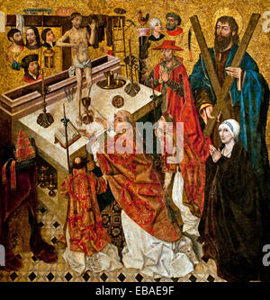 La Messa di San Gregorio 1480 Diego de la Cruz documentato 1482-1495 Spagna - Spagnolo Foto Stock