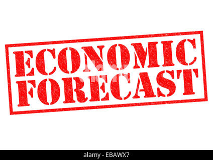 Previsioni economiche rosso timbro di gomma su uno sfondo bianco. Foto Stock