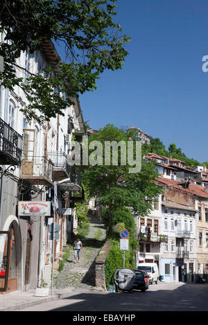 Strada di ciottoli Veliko Tarnovo BULGARIA Foto Stock