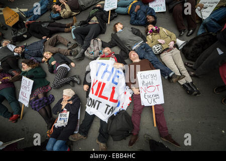 Londra, Regno Unito. 28 Nov, 2014. La povertà di carburante protesta azione Credit: Guy Corbishley/Alamy Live News Foto Stock