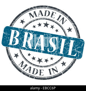 Made in BRASIL blu timbro grunge isolati su sfondo bianco Foto Stock