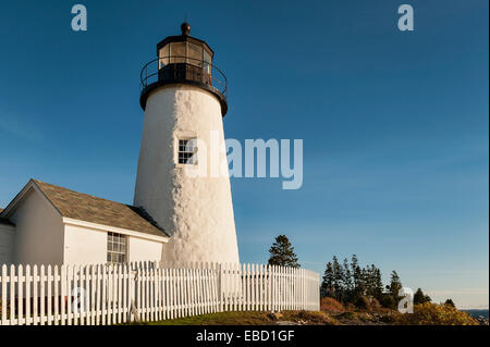 Punto Pemaquid Stazione di luce, Muscongus Bay, Bristol, Maine, Stati Uniti d'America. Foto Stock