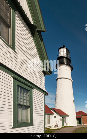 Portland Head Light Stazione, Cape Elizabeth, Maine, Stati Uniti d'America. Est. 1791 Foto Stock