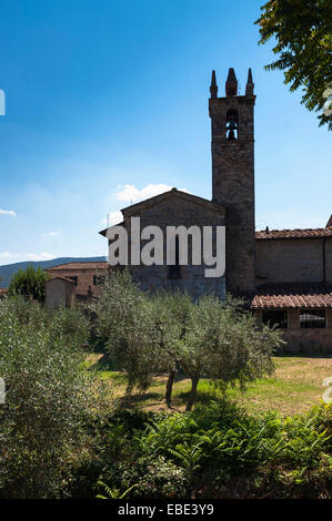 Chiesa di Santa Maria Assunta, Monteriggioni, Chianti, provincia di Siena, Toscana, Italia Foto Stock