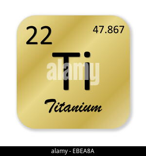 Black Titanium elemento nella golden square forma isolata in sfondo bianco Foto Stock