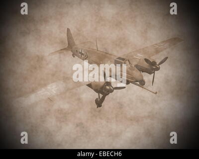 Green II guerra mondiale aerei tedeschi con la svastica battenti in stile vintage Foto Stock