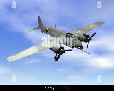 Green II guerra mondiale aerei tedeschi con la svastica volare nel cielo Foto Stock