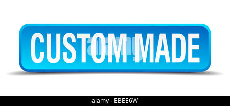 Custom made blue 3D realistici quadrato pulsante isolato Foto Stock