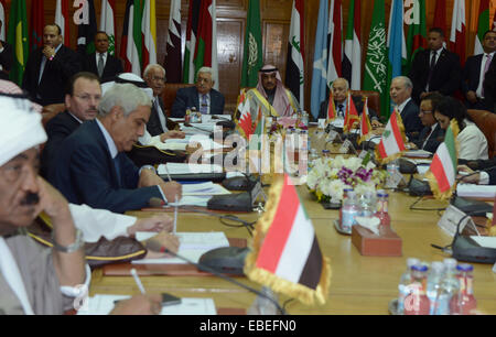 Il Cairo, Egitto. 29 Nov, 2014. Il presidente palestinese Mahmud Abbas assiste gli arabi riunione dei ministri degli esteri al Cairo il 29 novembre, 2014 © Thaer Ganaim APA/images/ZUMA filo/Alamy Live News Foto Stock