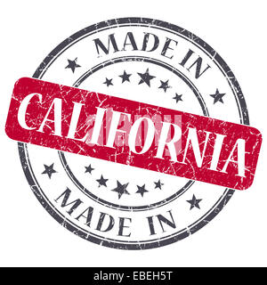 Realizzato in California red round grunge francobollo isolato Foto Stock