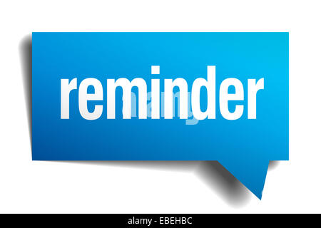 Promemoria blue 3d carta realistico discorso bolla Foto Stock
