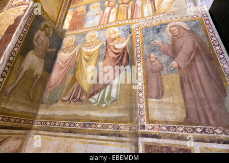 Affresco navata dell'interno dell'Abbazia di Pomposa Foto Stock