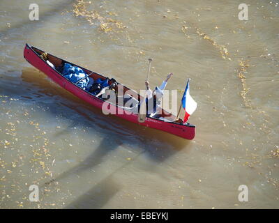 3700 miglia canoa viaggio termina a Dallas Foto Stock