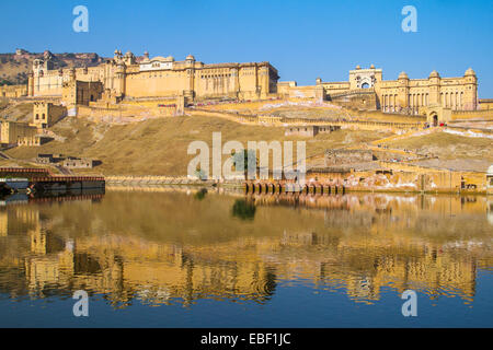 Palazzo del Forte Amber vicino a Jaipur, Rajasthan, India Foto Stock