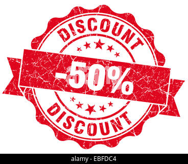 Sconto 50% rosso grunge timbro Foto Stock