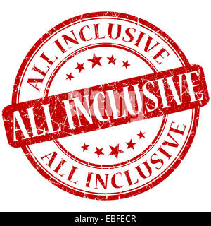 All inclusive grunge rosso timbro rotondo Foto Stock