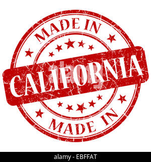 Realizzato in California red round grunge francobollo isolato Foto Stock
