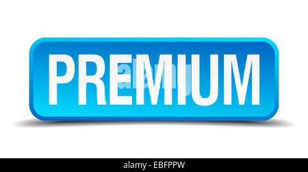 Premium blue 3D realistici quadrato pulsante isolato Foto Stock