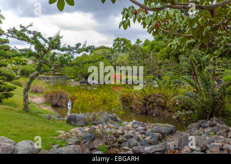 Il Lago nel giardino giapponese al Jardin Botanico Nazionale di 'Dr. Rafael María Mosoco', Giardino Botanico Nazionale, Santo Domingo, Foto Stock