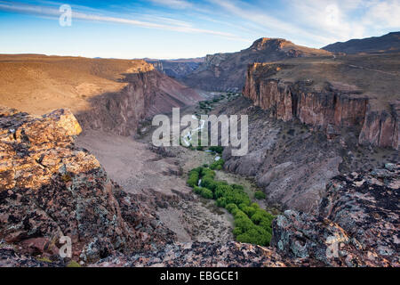 Vista dalla grotta Cueva de las Manos, Rio Pinturas River Gorge, Santa Cruz, Argentina Foto Stock