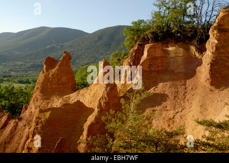 Rocce in ocra pit Colorado provenzale, Francia, Provenza, Rustrel Foto Stock