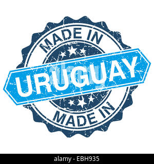 Realizzato in Uruguay timbro vintage isolati su sfondo bianco Foto Stock