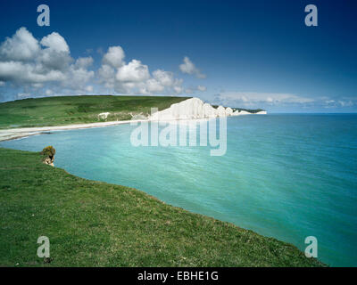 Sette sorelle scogliere, Seaford, Sussex, Inghilterra Foto Stock