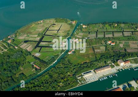 Vista aerea di Le Vignole isola, laguna di Venezia, Italia e Europa Foto Stock