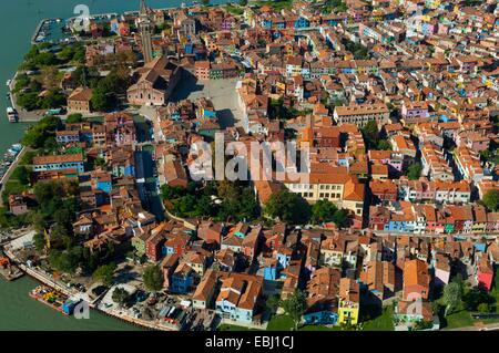 Vista aerea di isola di Burano, laguna di Venezia, Italia e Europa Foto Stock