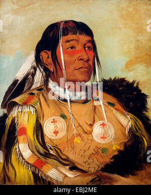 George Catlin, Sha-co-pay, sei, Capo della pianura Ojibwa 1832 olio su tela. Lo Smithsonian American Art Museum di Washington Foto Stock