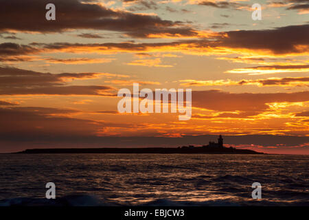 Mattino cielo sopra Coquet Island camminare sul mare Northumberland Coast Inghilterra Foto Stock