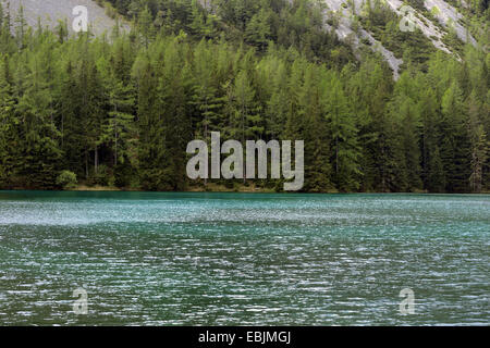 Lago di montagna nella parte anteriore della incombente parete di montagna in primavera, Austria, la Stiria, Gruener vedere Foto Stock