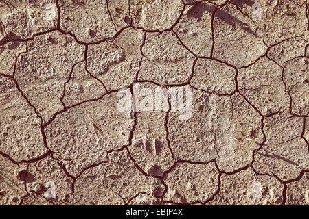 Close up essiccato incrinato il suolo Foto Stock