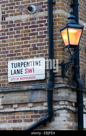 Segno per la trementina Lane in Westminster, Londra. Foto Stock