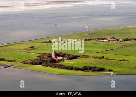 Vista aerea di Neuwerk isola nel mare del Nord, Germania, Hamburgisches Wattenmeer National Park Foto Stock